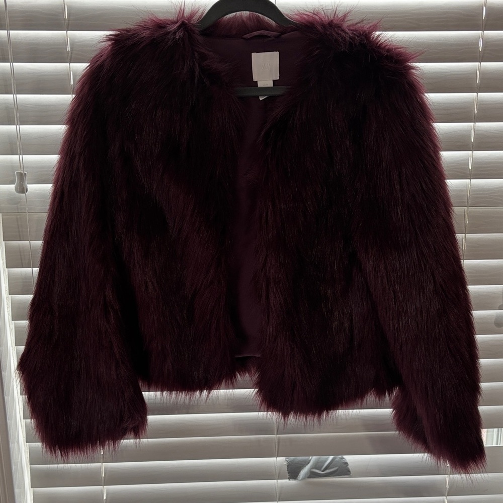 H&M Deep Burgundy Teddy Jacket